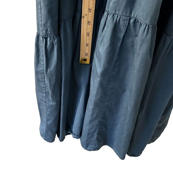 Ali Golden Blue Cotton Button Up Short Sleeve Tiered Ruffled Maxi Dress Size S - Picture 5 of 11